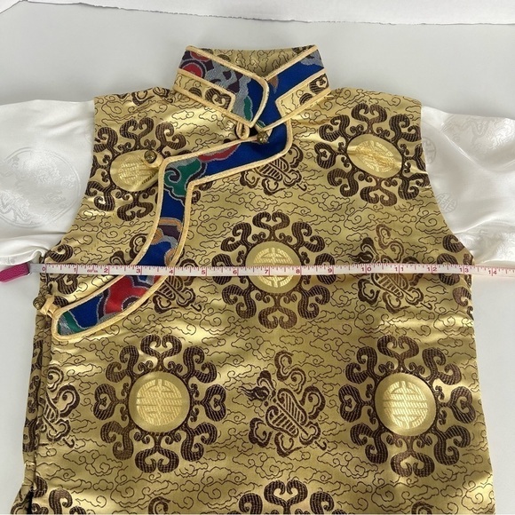 🩷 Kids, Tibetan traditional brocade top, Losar - golden/white. - Picture 7 of 9